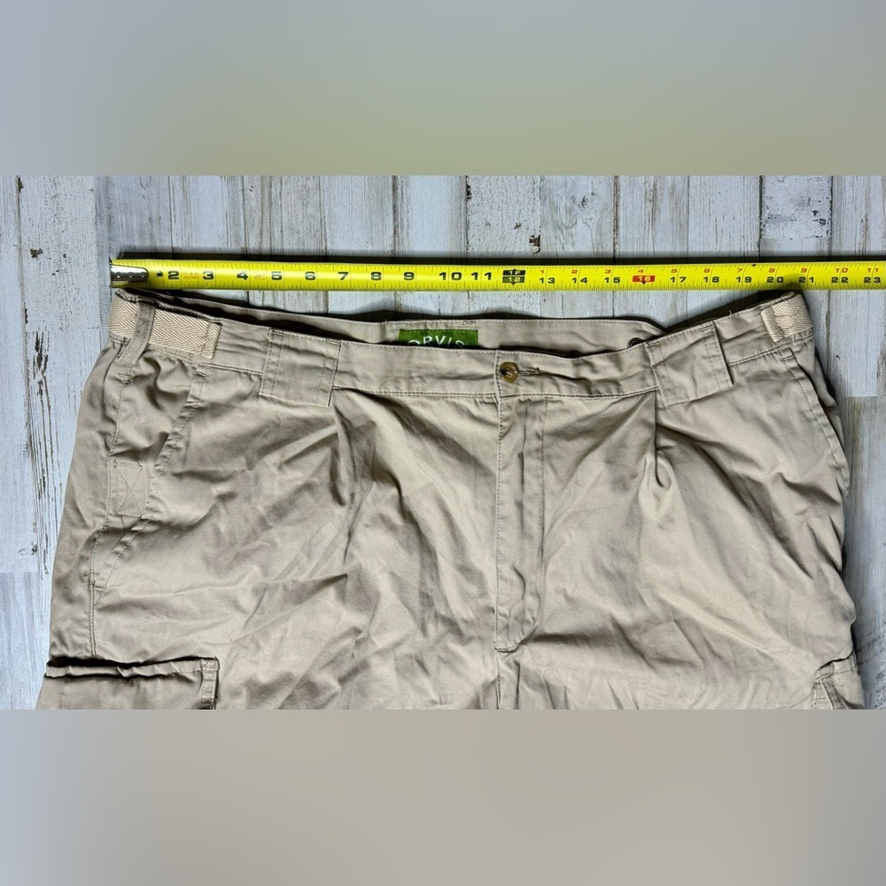 Orvis Pants 42 Men Beige Cargo Zip Front Adjustable Waist Straight Pockets - Picture 5 of 11